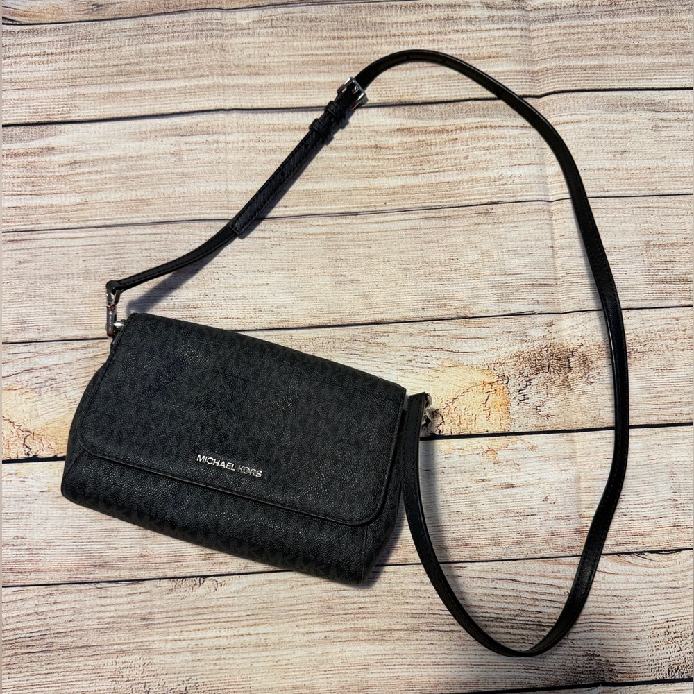 Michael kors black monogram crossbody bag
